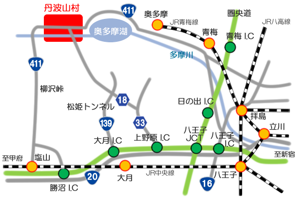 丹波山村アクセスマップ